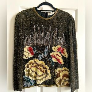 Beautiful Black Tie Silk Beaded Top from the early 90’s.